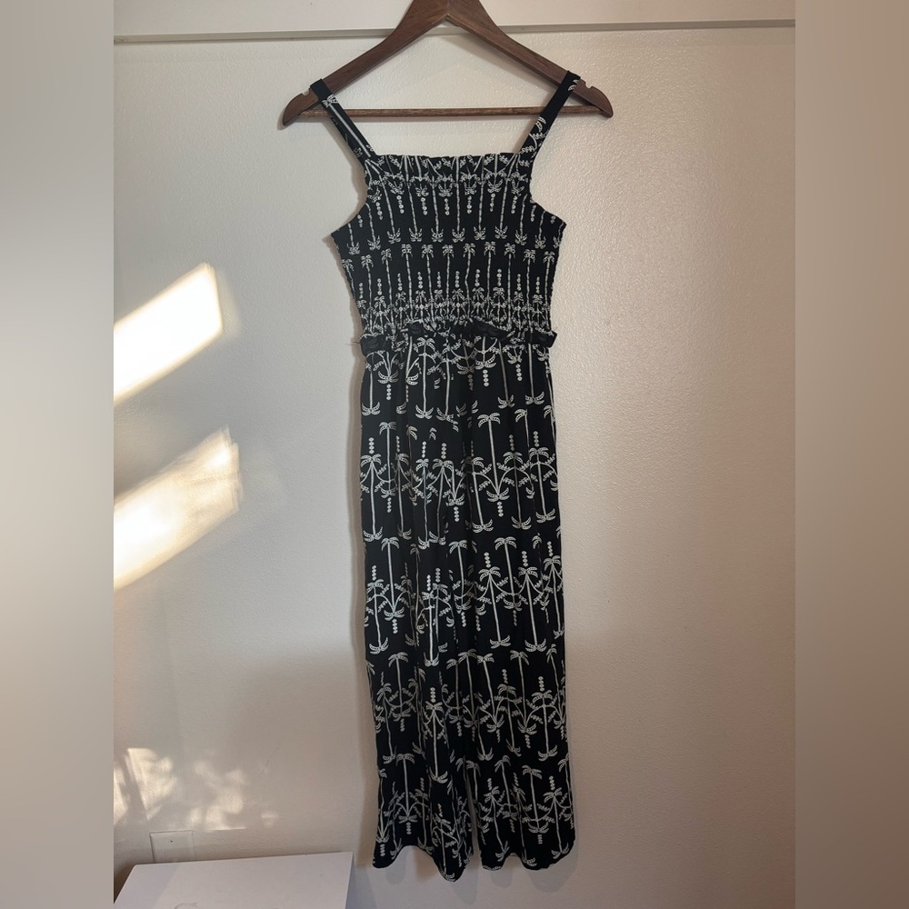 Primark Black & White Smocked Wide-Leg Jumpsuit Girl’s Kids 11/12 Tropical Palm - Picture 5 of 9